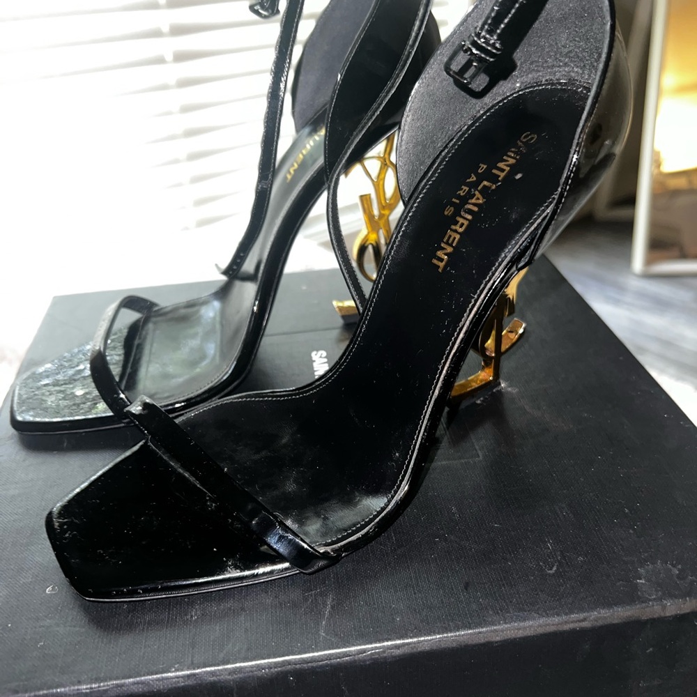 Saint Laurent Black and Gold High Heels